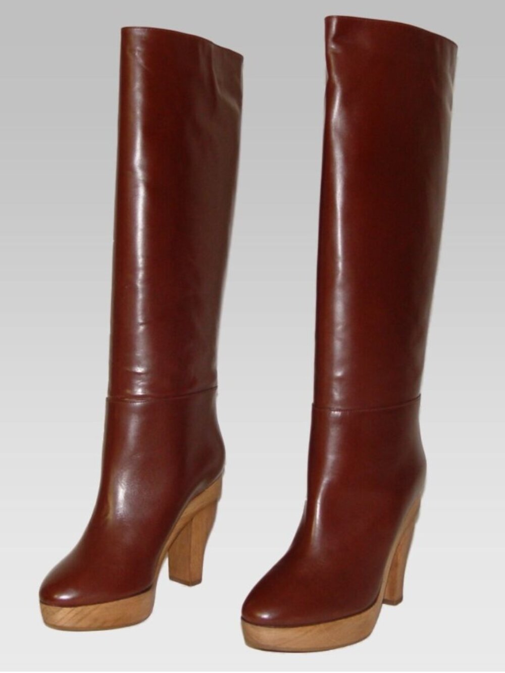 Vintage MARNI leather knee clog boots Brown EU 36 US 6